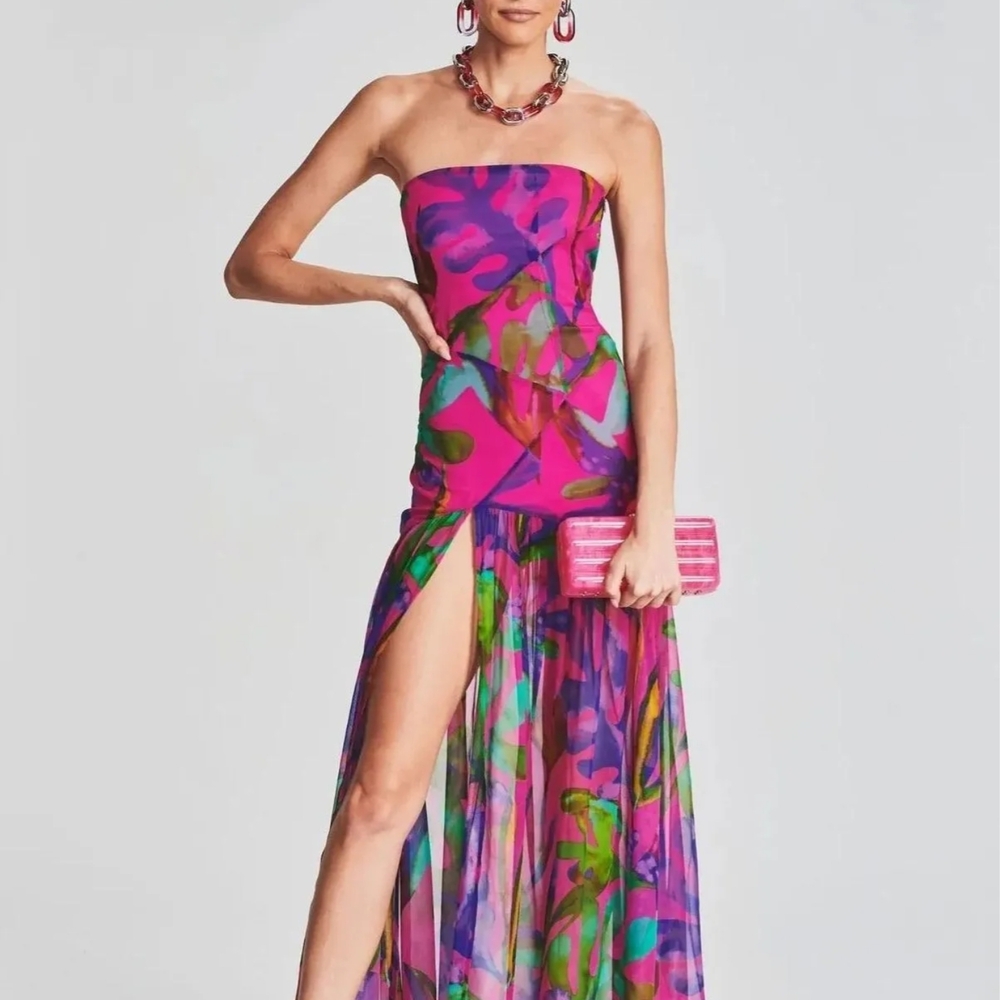 New With Tags! Vibrant Multicolor Strapless Dress